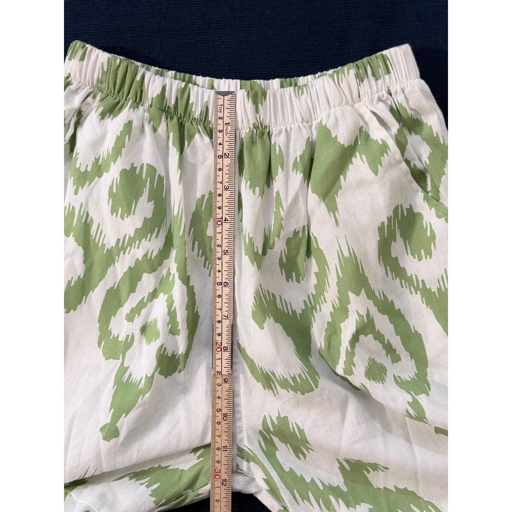 Seaspice Resort Wear Pant S Green White Ikat Boho Tiered Peruvian Cotton NW1856 - Picture 4 of 8
